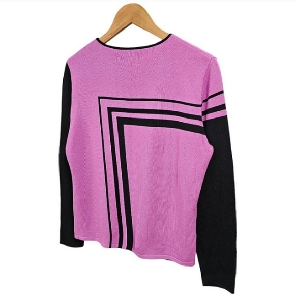 Carlisle Colorblock Ponte Knit Sweater Sz Large Womens Pink Black Stretch Office - Picture 5 of 9